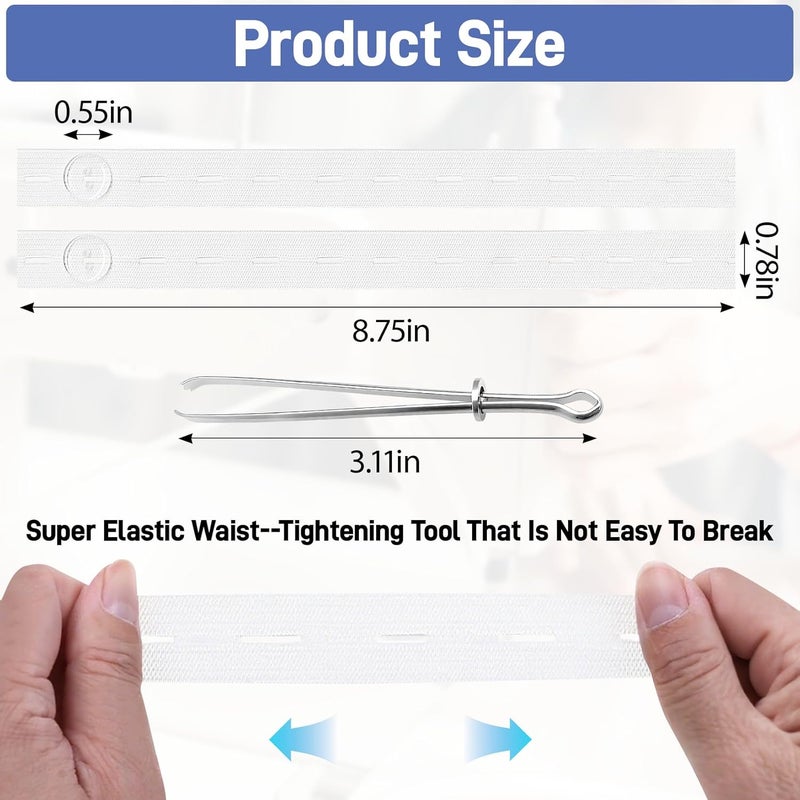Vidroxin 10Pcs Pant Waist Tightener Kit, Waist Tightener for Pants Women Men, Jeans Button Tightener Tool with 20 Buttons - Image 2